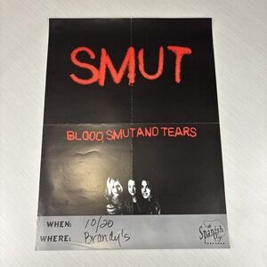 Vintage 90's Smut Band Poster Blood, Smut And Tears Ultra Rare 18x24"